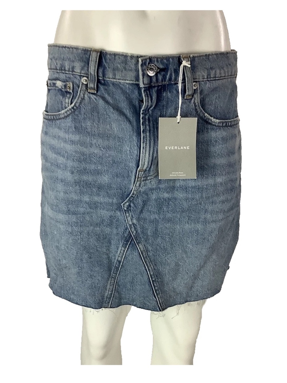NWT Everlane Sz 30 The Denim Reconstruction Skirt In Medium Wash 100% Cotton